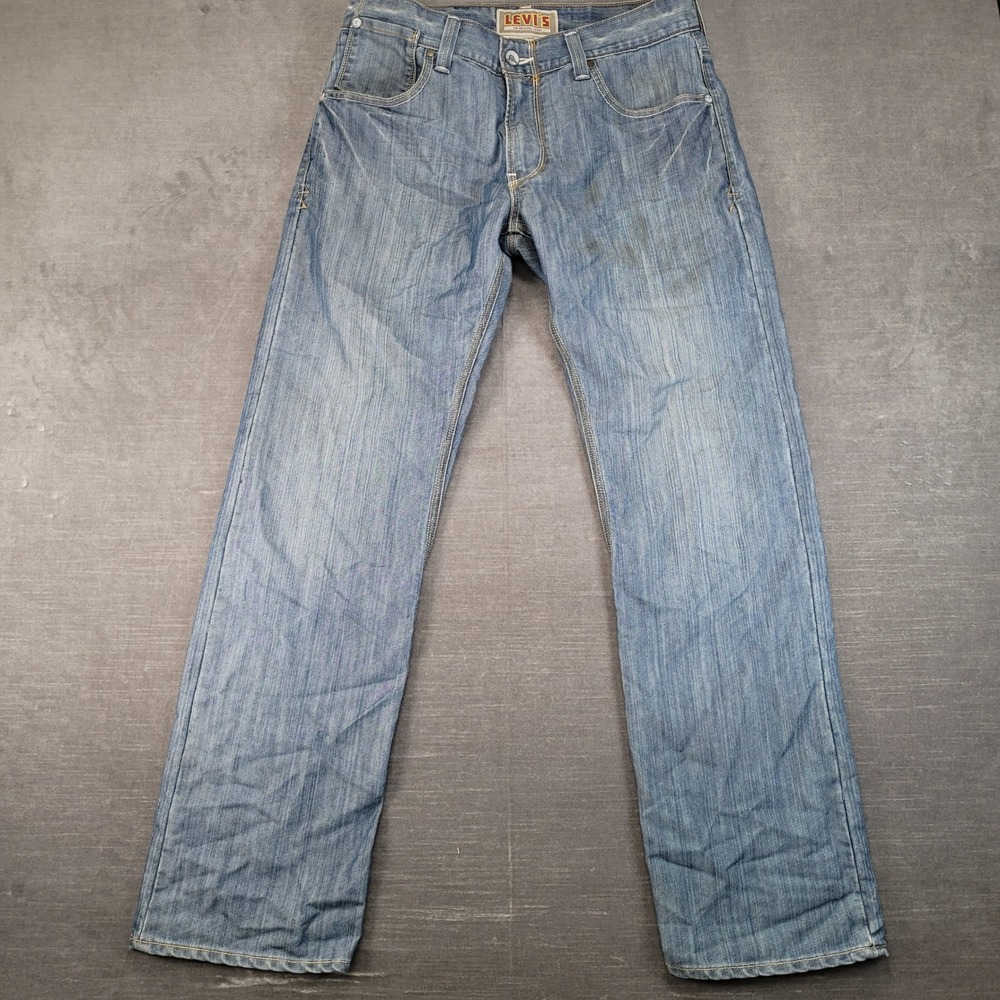 Levis 514 Slim Straight Jeans Mens 33x32 Blue Denim Flap Pocket Y2K Streetwear